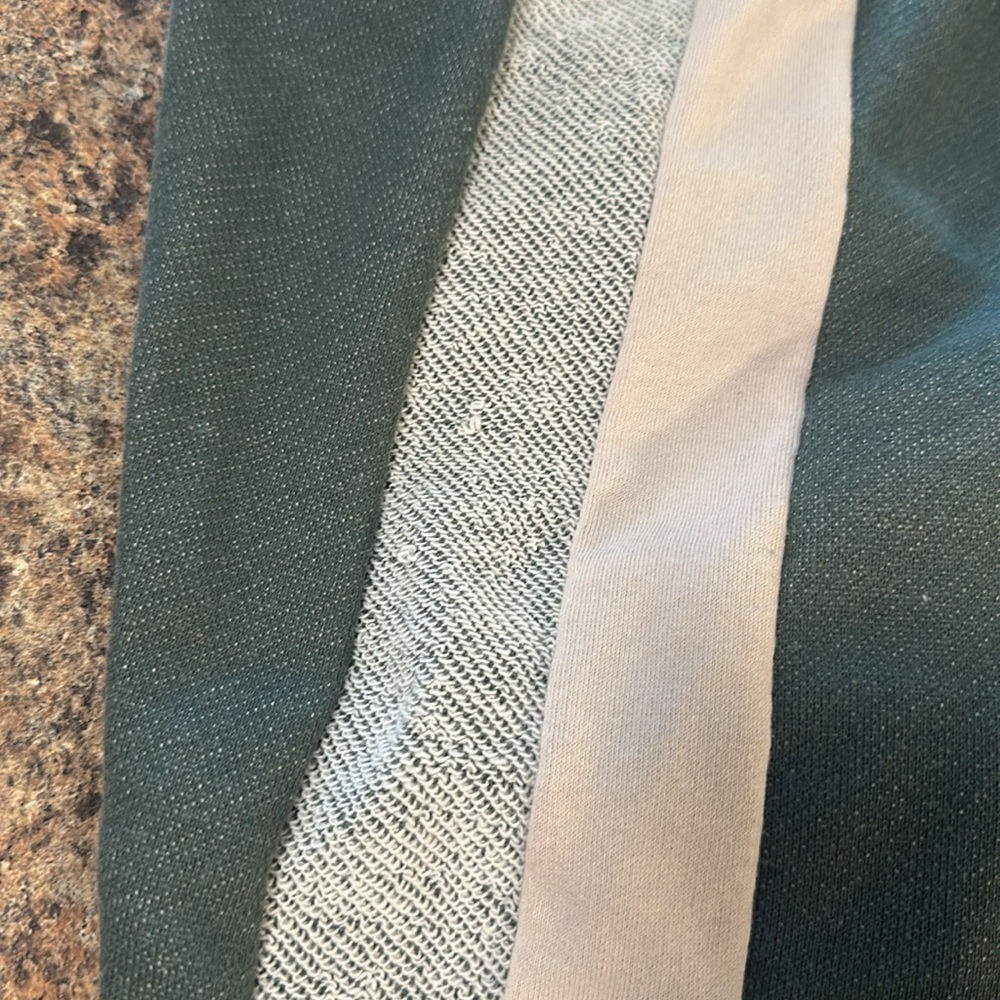 WIN WIN Olive And Cream Wide Leg Sweatpants  Elastic Waistband Womens Size Large - Picture 8 of 9